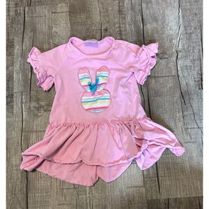 Ruffle Girl Pink Bunny Ruffle Hem Dress Size 5T Easter Spring Outfit